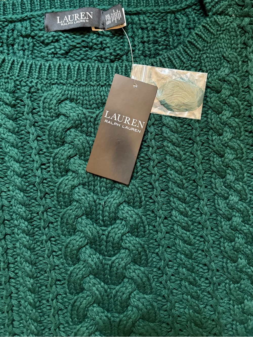 Lauren Ralph Lauren Evergreen Dark Forest Green Chunky Cable-knit Sweater - Picture 4 of 8